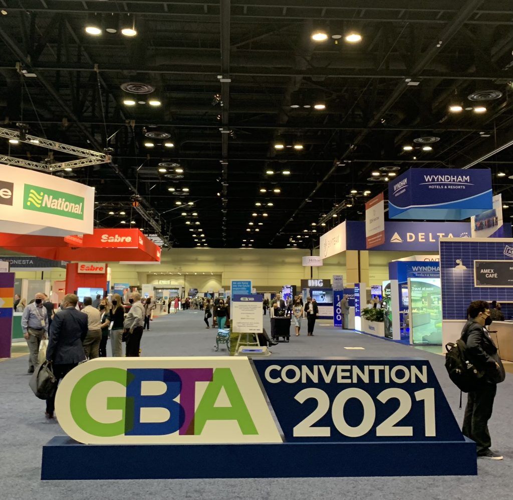 GBTA Convention 2021 sign on the floor of the convention center